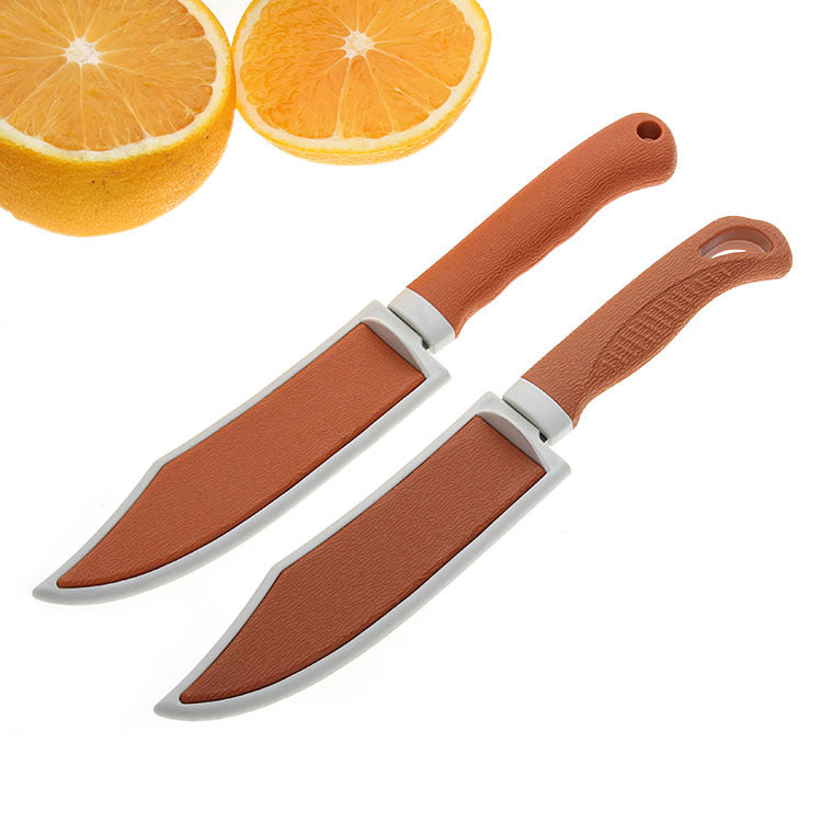 New two-yuan store department store yellow knife set stainless steel fruit knife home with protective cover travel knife peeling knife