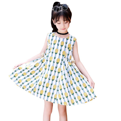 Girls cotton skirt 2024 new style small children's large children's stylish floral skirt fashion dress long skirt full cotton skirt trend