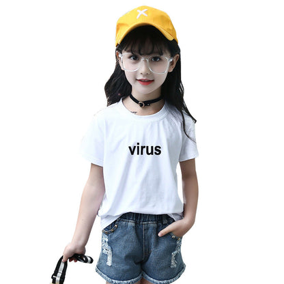 Girls short-sleeved T-shirt 2024 new summer clothes for children, middle and large children, fashionable T-shirt pullover knitted cotton sweater tops