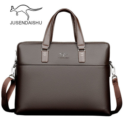 Giant Kangaroo Men's Bag Handbag Horizontal Business Briefcase Leather Bag Single Shoulder Fashion Factory Direct Sales 