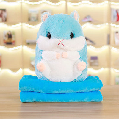 Hamster doll hand cover pillow blanket three in one plush toy multi-purpose car pillow Children's Day gift