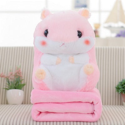 Hamster doll hand cover pillow blanket three in one plush toy multi-purpose car pillow Children's Day gift