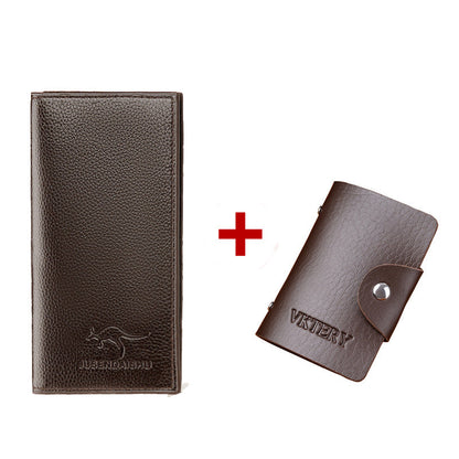 Jusen Kangaroo Long Wallet Men's Wallet PU Men's Wallet Clutch Bag Long Ticket Clip Men's Wallet 