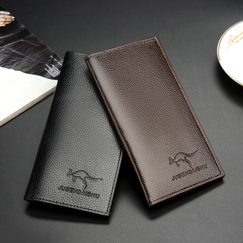 Jusen Kangaroo long wallet men's wallet PU men's wallet clutch bag leather bag long wallet men wallet 