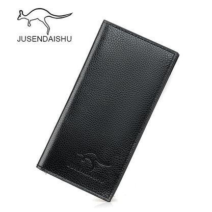 Jusen Kangaroo Long Wallet Men's Wallet PU Men's Wallet Clutch Bag Long Ticket Clip Men's Wallet 