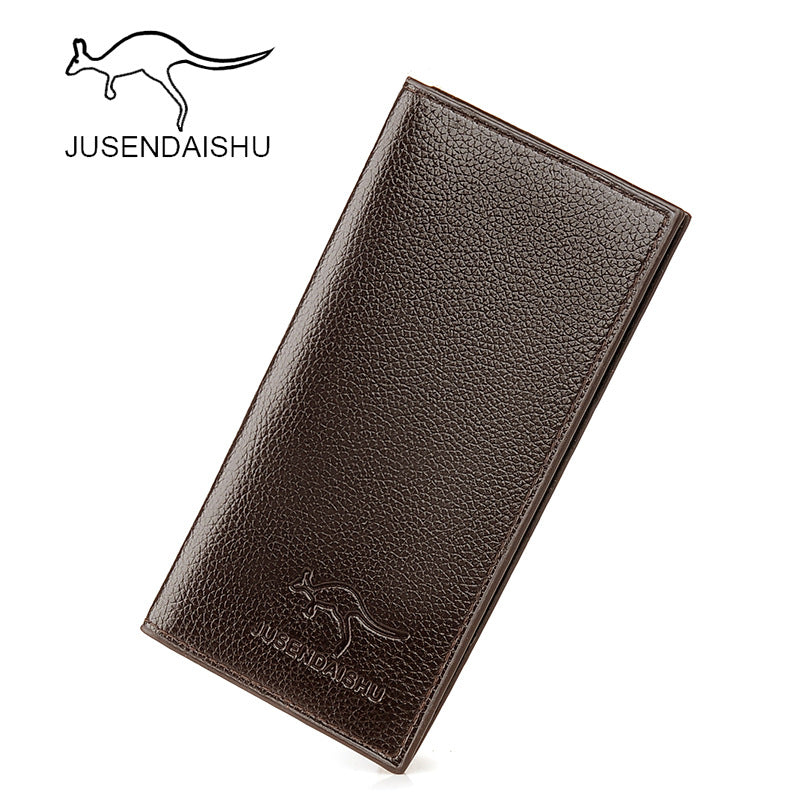 Jusen Kangaroo Long Wallet Men's Wallet PU Men's Wallet Clutch Bag Long Ticket Clip Men's Wallet 