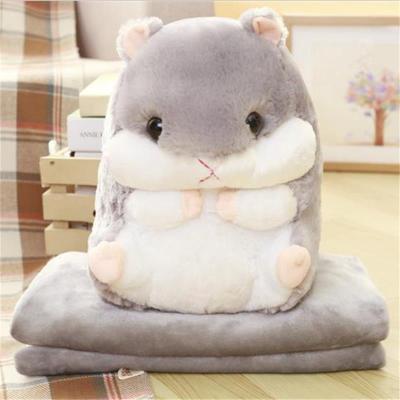 Hamster doll hand cover pillow blanket three in one plush toy multi-purpose car pillow Children's Day gift