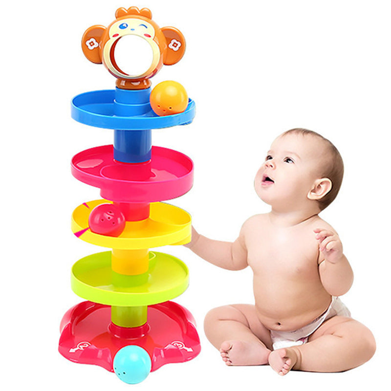 Huanger Happy Enlightenment Rolling Ball Hand Grab Ball Layer Stacking Tower Stacking Music Baby Baby Early Education Toy