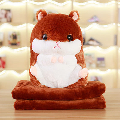 Hamster doll hand cover pillow blanket three in one plush toy multi-purpose car pillow Children's Day gift