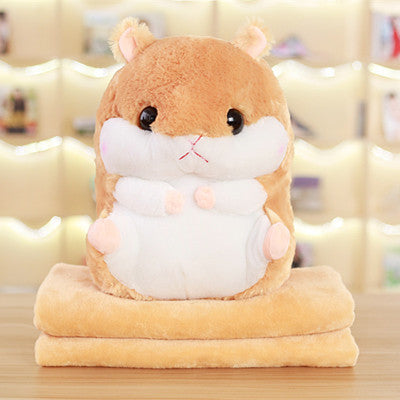 Hamster doll hand cover pillow blanket three in one plush toy multi-purpose car pillow Children's Day gift