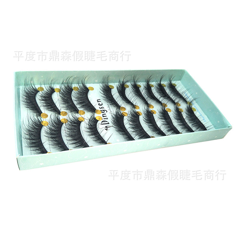 Pingdu eyelash manufacturer DINGSEN eyelashes 3D three-dimensional eyelashes thick eyelashes 10 pairs 0.07 material multi-layer