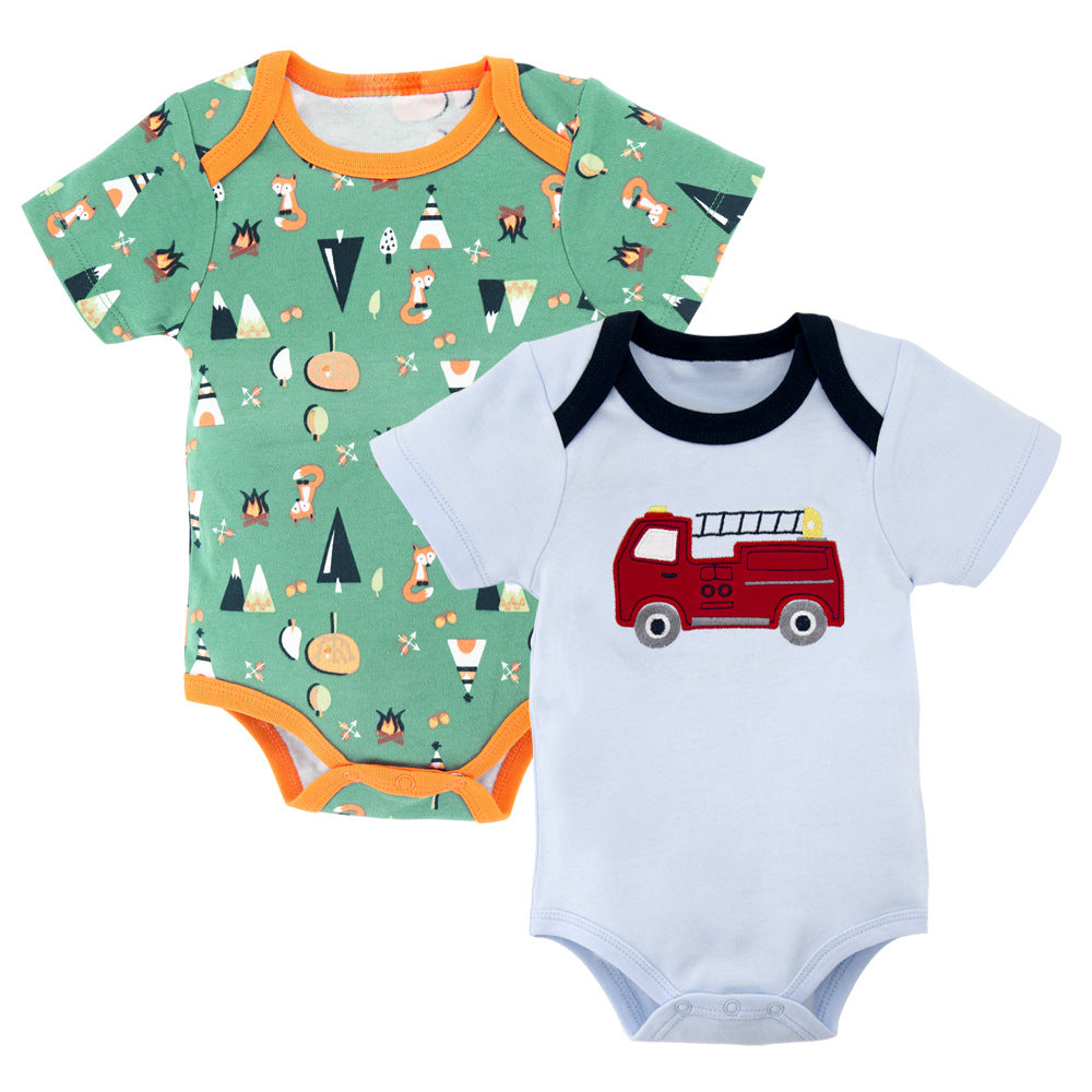 Baby 2-piece triangle romper 2024 new infant and toddler short-sleeved casual baby jumpsuit newborn clothes