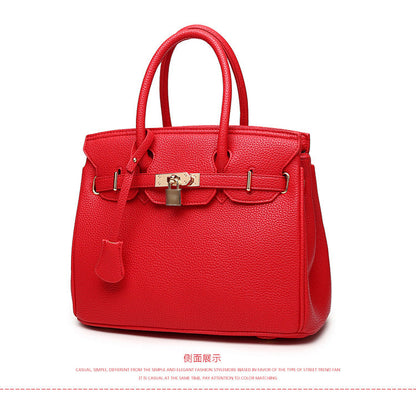 2024 new women's bag litchi pattern one-shoulder platinum bag fashion crossbody handbag women's bag red bridal bag 