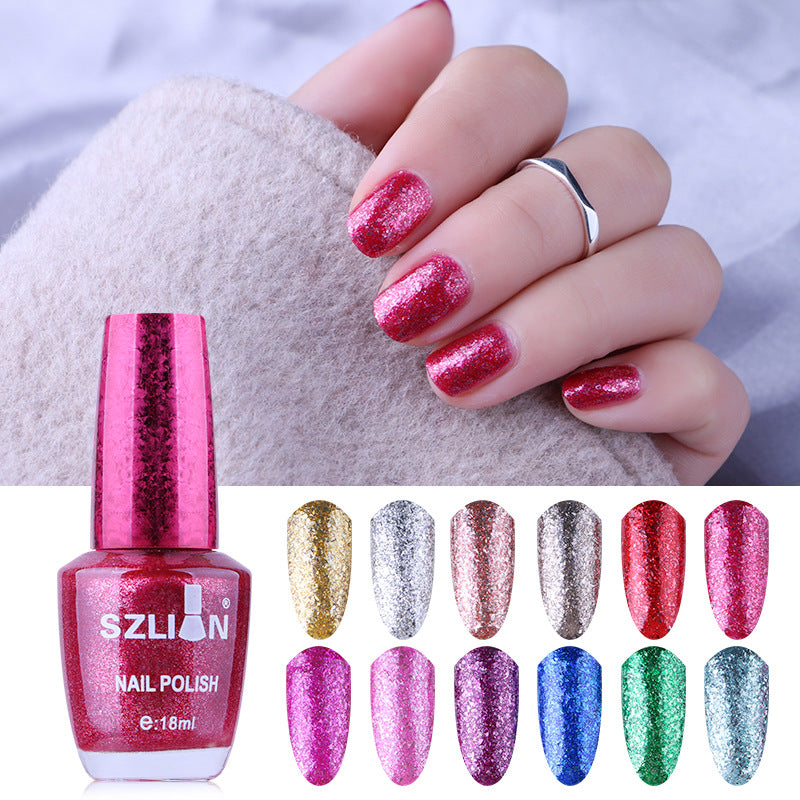 2024 new internet celebrity gold foil glitter sequin nail polish cross-border fashion no-bake long-lasting quick-drying nail polish