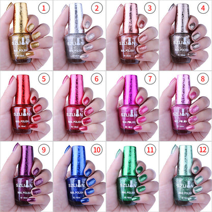 2024 new internet celebrity gold foil glitter sequin nail polish cross-border fashion no-bake long-lasting quick-drying nail polish