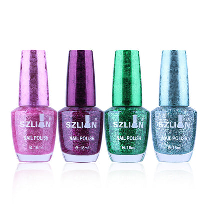 2024 new internet celebrity gold foil glitter sequin nail polish cross-border fashion no-bake long-lasting quick-drying nail polish