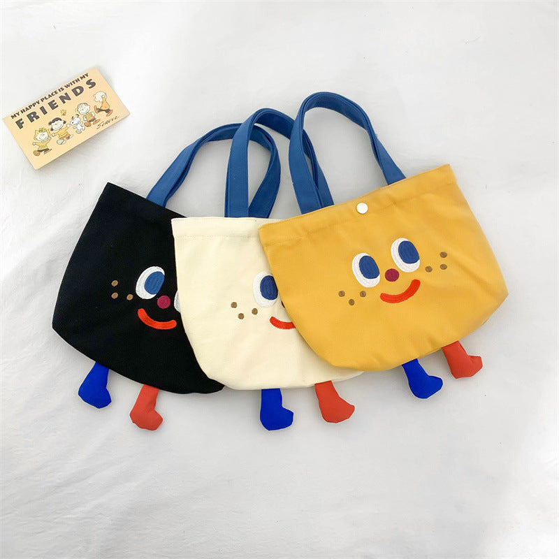 2024 early spring new children's canvas bag cartoon cute soft three-dimensional lunch bag Korean version girl handbag