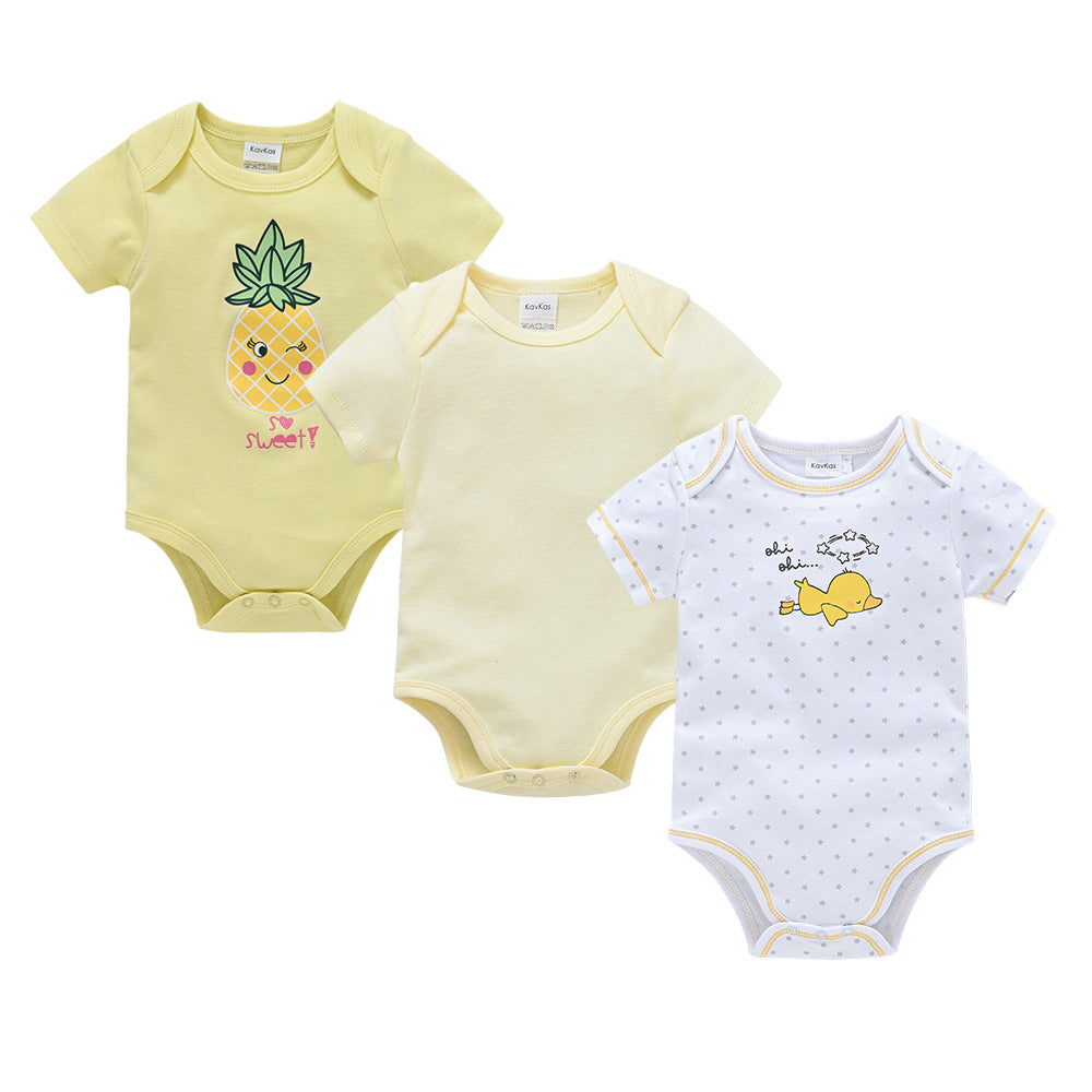 New short-sleeved summer baby jumpsuit three-piece set hip-wrapped romper Korean version foreign trade baby clothes cross-border wholesale 