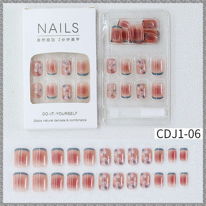 New hot sale wearable nail tips wholesale French simple ice transparent nail art finished product removable nail stickers thin