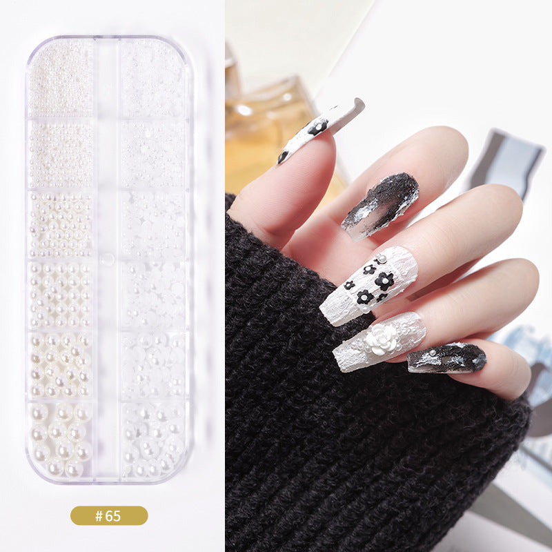 Nail accessories rhinestones flat bottom diamonds hollow rivet nail stickers diamond sequins colored diamonds flat bottom pearl shell pieces Japanese style