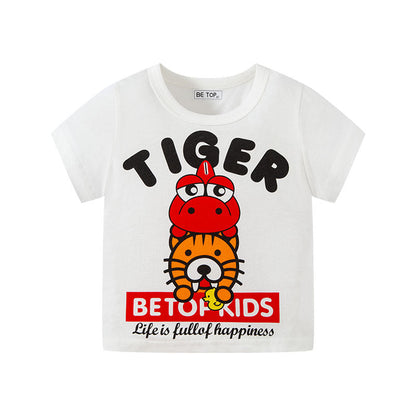 betop children's clothing manufacturers directly approve cross-border foreign trade children's T-shirts 2023 new boys cartoon printed baby T-shirts