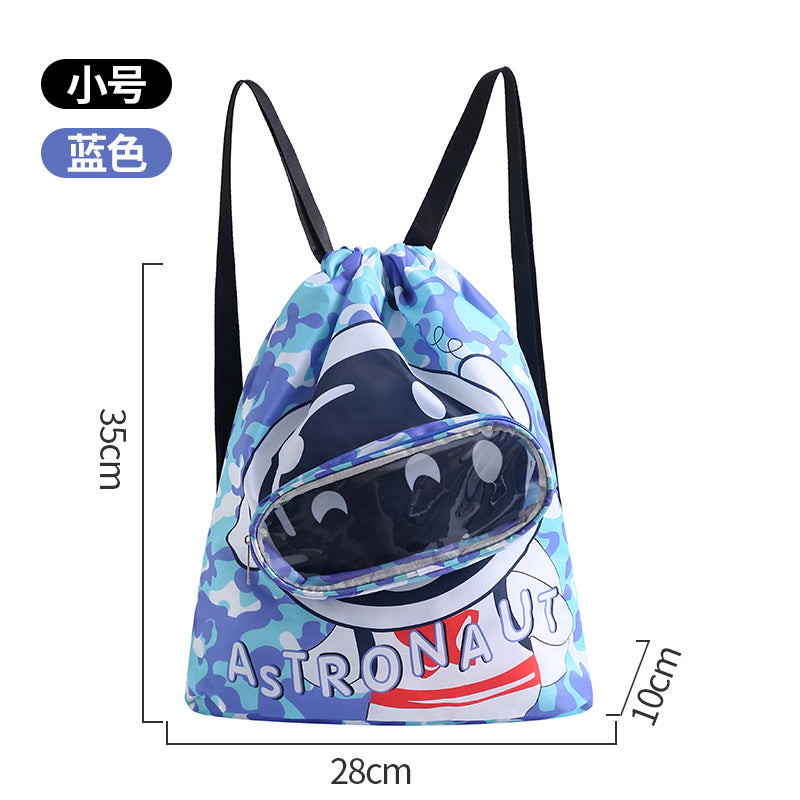 New children's swimming bag, dry and wet separation toiletry bag, swimming storage bag, beach storage drawstring backpack