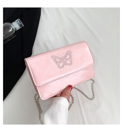 2024 autumn and winter new Korean version of the small Chanel style embroidered butterfly chain small square bag fashionable and stylish shoulder messenger bag for women 