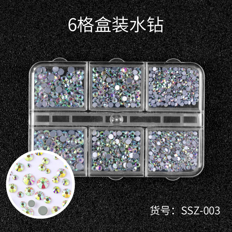 Rhinestone DIY Sticker Diamond Nail Art Accessories DIY Flat-bottomed Diamond Nail Internet Celebrity Diamond Steel Beads 6 Specifications Mixed Pack