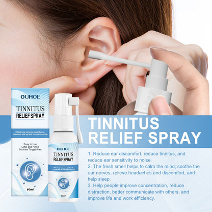 OUHOE tinnitus relief spray, ប្រដាប់ដោតត្រចៀកខាងក្រោយត្រចៀក ដើម្បីបំបាត់ភាពមិនស្រួលក្នុងត្រចៀក, សម្អាតក្រមួន និងស្ព្រាយថែទាំសុខភាពត្រចៀក 