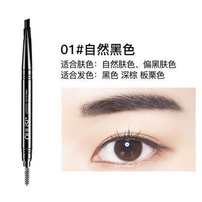 Oulis squeeze refill five colors double head with brush automatic rotating eyebrow pencil new product triangle eyebrow pencil 12 pieces a dozen