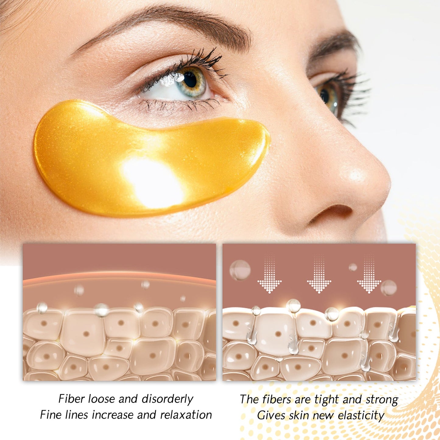 Jaysuing Gold Eye Mask 24k បំបាត់ស្នាមអុចខ្មៅ ផ្តល់សំណើម ផ្តល់សំណើម និងបន្តឹងស្បែកភ្នែក 