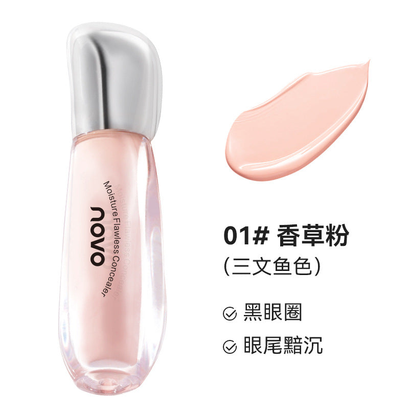 NOVO Moisturizing Flawless Concealer ជា concealer ស្រាល ផ្តល់សំណើម និងជាប់បានយូរ មិនផាត់មុខ និងបិទបាំងស្នាមអុចខ្មៅ និងស្នាមមុន។ 