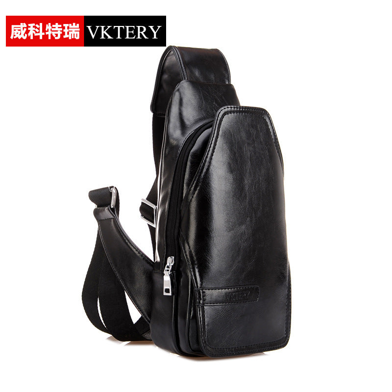 Vicoteri trendy men's chest bag Korean style fashion black men's chest bag British crossbody men's chest bag