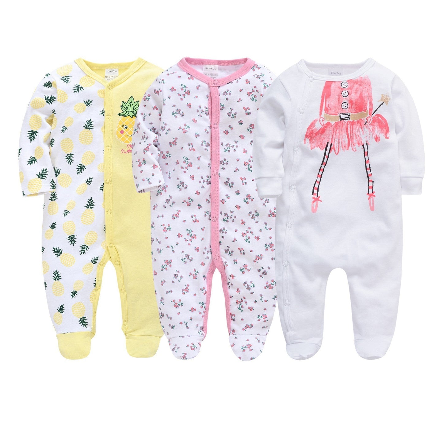 Crawling clothes pure cotton baby jumpsuit 3-piece set baby romper toddler foot-covered long-sleeved newborn pajamas cross-border wholesale