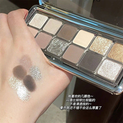 Beauty makeup ROTO cement tray 12 color eye shadow Douyin live broadcast pearlescent flash matte affordable earth color eye shadow wholesale