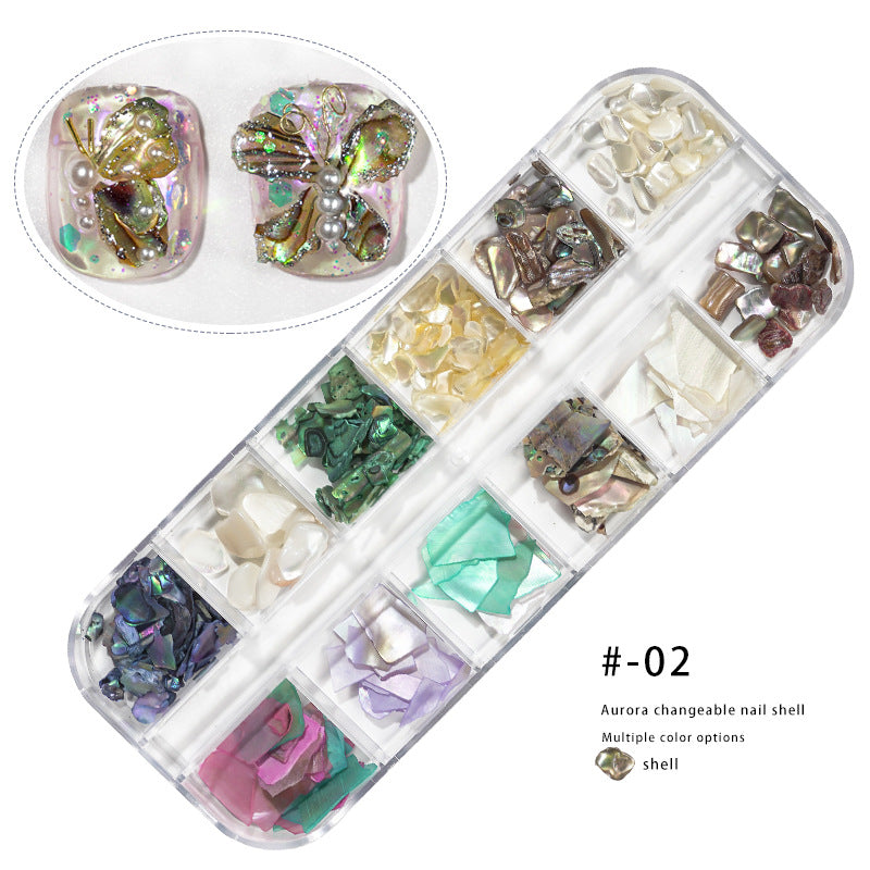 New nail art shell fragments accessories 12 colors mixed nail art shell pieces fantasy color thin irregular fragments