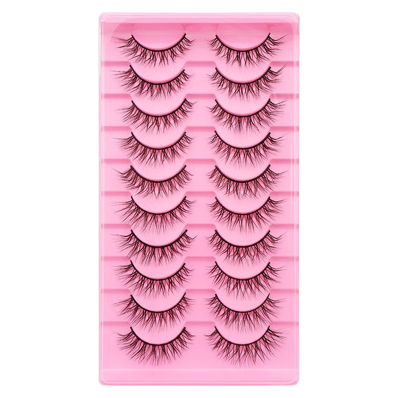 Dingsen cross-border false eyelashes factory 10 pairs of false eyelashes L natural thick curl