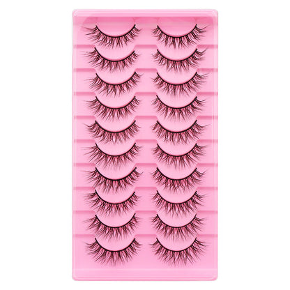 Dingsen cross-border false eyelashes factory 10 pairs of false eyelashes L natural thick curl