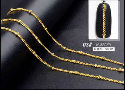 Cross-border Japanese nail chain ultra-fine zipper nail jewelry nail decoration chain nail metal chain