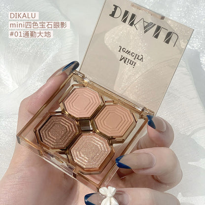 DIKALU bright gem eye shadow បួនពណ៌ pearlescent matte ងាយស្រួលក្នុងការផាត់មុខ ការតុបតែងមុខប្រចាំថ្ងៃ តម្លៃសមរម្យ  eye shadow 