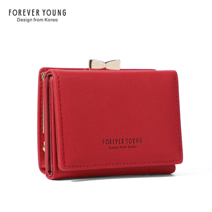 forever young wallet women's short cute Japanese style student wallet Korean version simple three folding coin purse