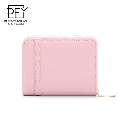 Wesson women's wallet short multifunctional zipper coin purse Japanese and Korean litchi pattern leather wallet student small wallet