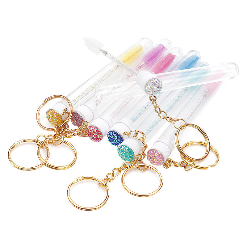 Wholesale grafting eyelash brush gold buckle tube crystal rod eyelash brush multi-color diamond tube eyelash brush