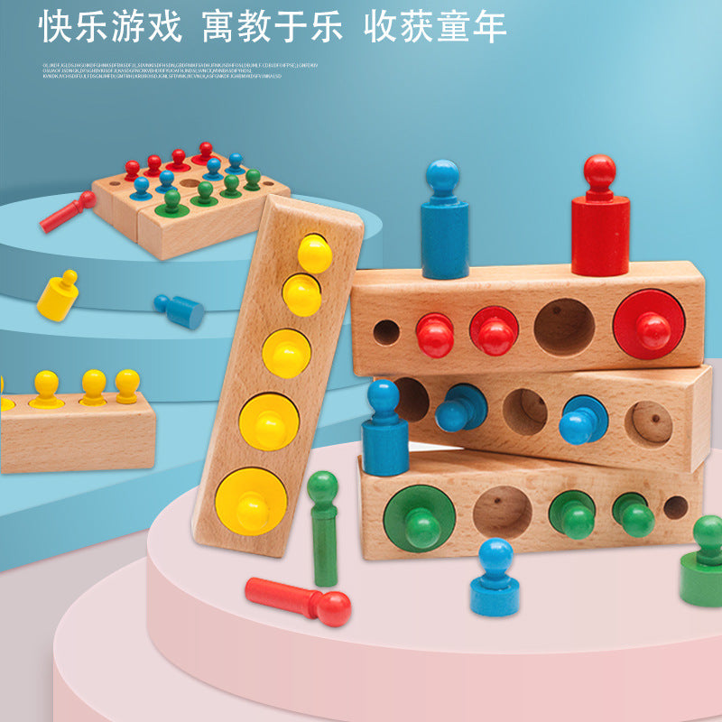 Montessori teaching aids color cognitive socket cylinder children's early education educational teaching aids Montessori wooden toys