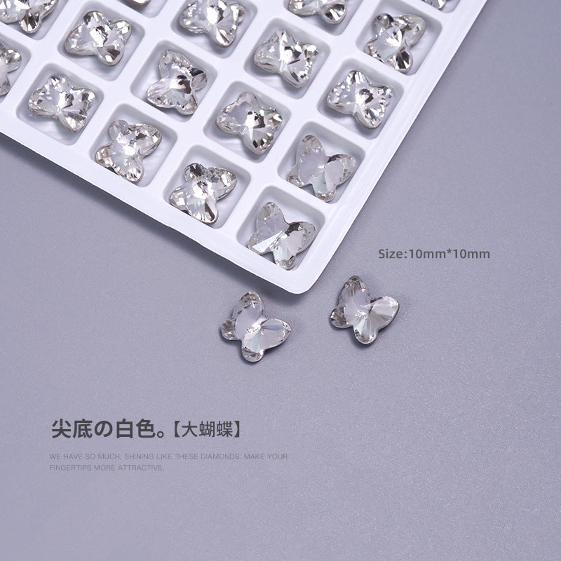 Nail art diamond jewelry special-shaped diamond white crystal transparent color pointed bottom crooked heart axe water drop rectangular butterfly nail diamond