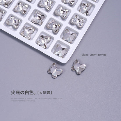 Nail art diamond jewelry special-shaped diamond white crystal transparent color pointed bottom crooked heart axe water drop rectangular butterfly nail diamond