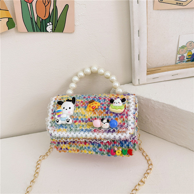 Trendy Chanel style all-match children's bag female fashion plaid small square bag simple baby girl accessories handbag wholesale