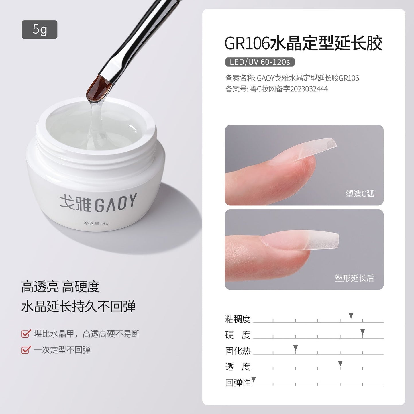 Gaoy Goya Japanese canned construction base glue seal layer adhesive diamond reinforcement extension light therapy shape halo glue functional glue