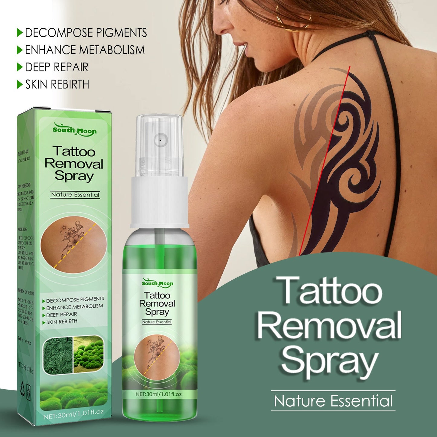 South Moon Green Algae Tattoo Remover Tattoo Cleansing Diminishes Tattoos Cleans the Body Gentle and Non-irritating 