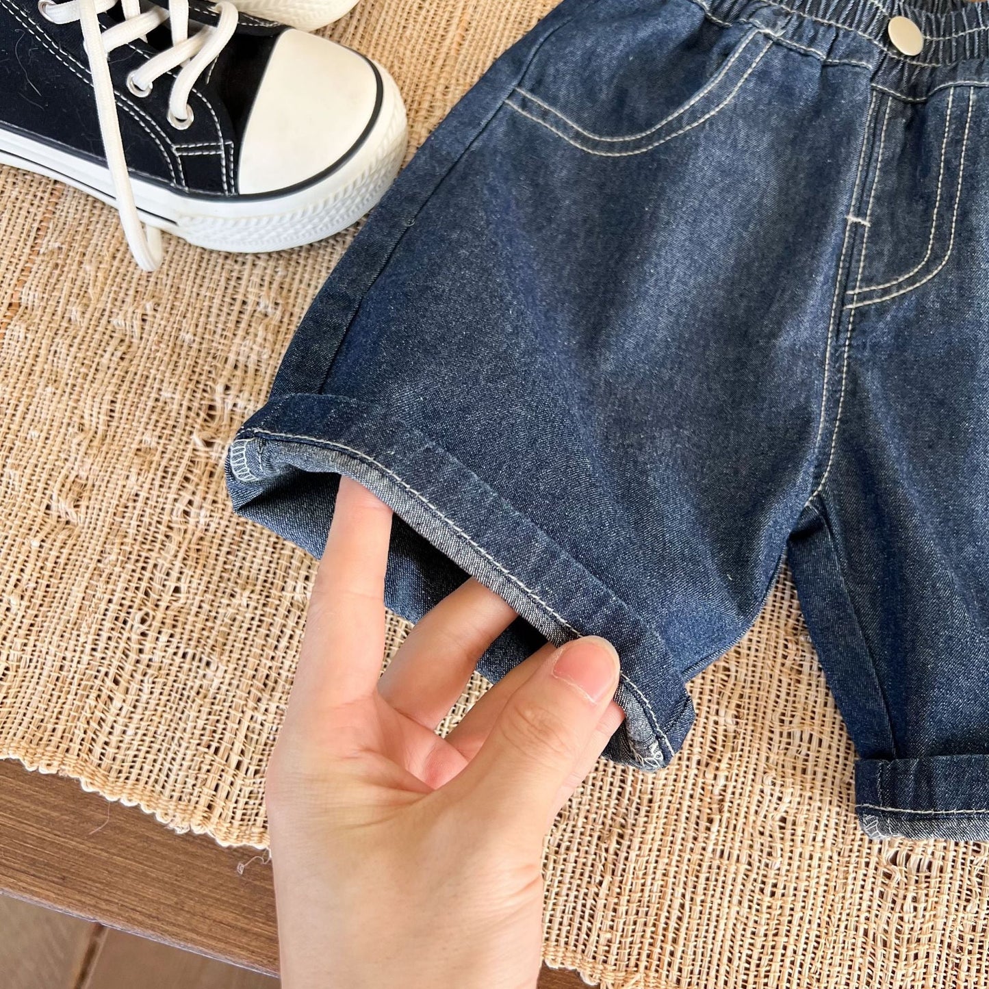 Children's clothing children's pants 2024 summer new casual boys denim shorts elephant children's shorts mid-length pants Korean version